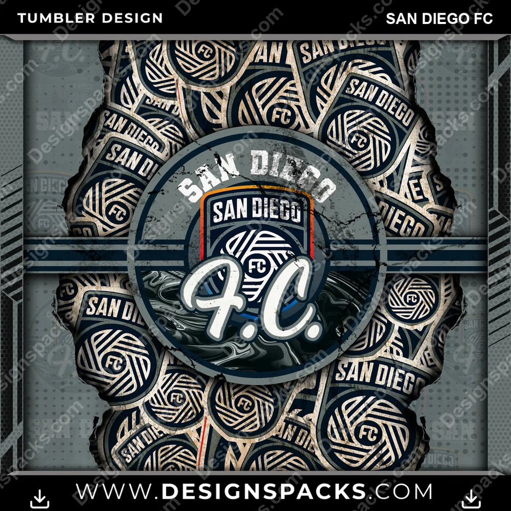 Soccer Ripped San Diego FC MLS Soccer Tumbler Digital Wrap Design Download