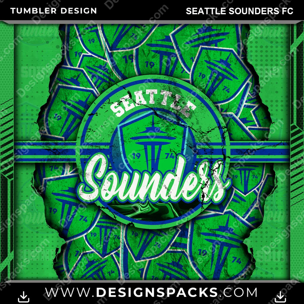 Soccer Ripped Seattle Sounders FC MLS Soccer Tumbler Digital Wrap Design Download