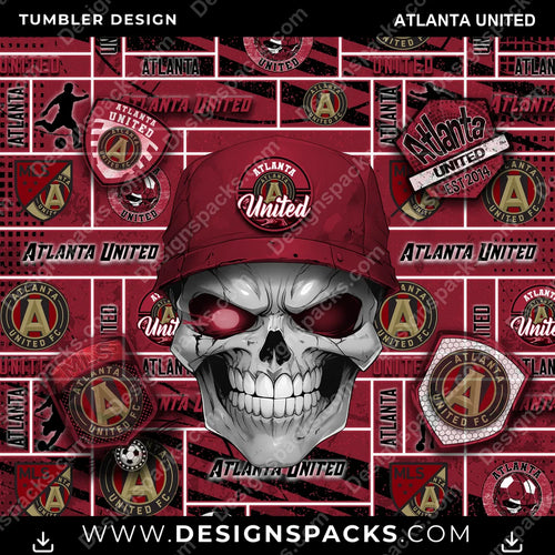 Soccer Skull Atlanta United MLS Soccer Tumbler Digital Wrap Design Download