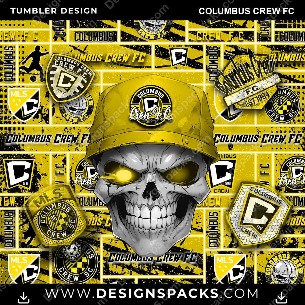 Soccer Skull Columbus Crew FC MLS Soccer Tumbler Digital Wrap Design Download