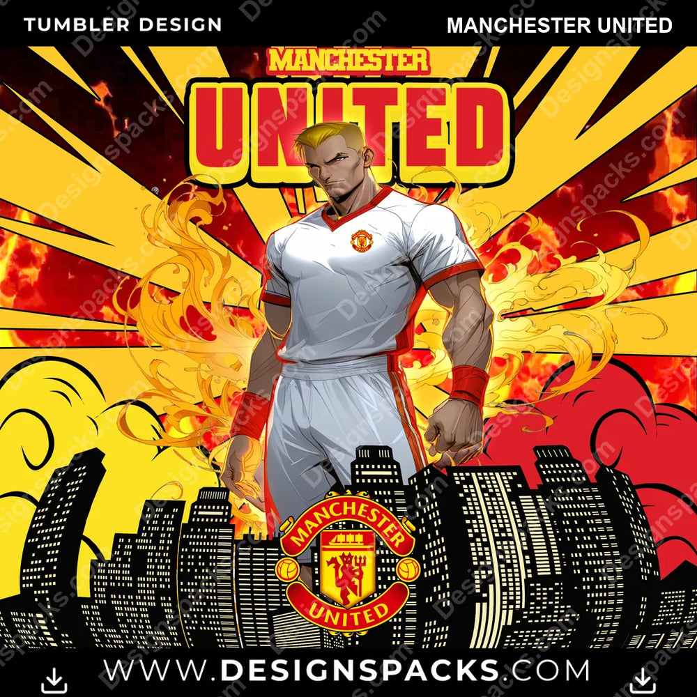 Soccer UK Comic Cover Manchester United MLS Soccer Tumbler Digital Wrap Design Download