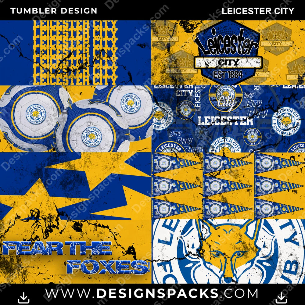 Soccer UK Distressed BG Leicester City MLS Soccer Tumbler Digital Wrap Design Download