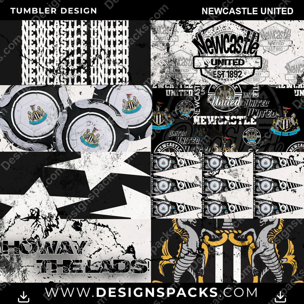 Soccer UK Distressed BG Newcastle United MLS Soccer Tumbler Digital Wrap Design Download