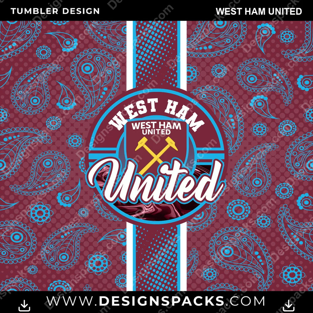 Soccer UK Handkerchief West Ham United MLS Soccer Tumbler Digital Wrap Design Download