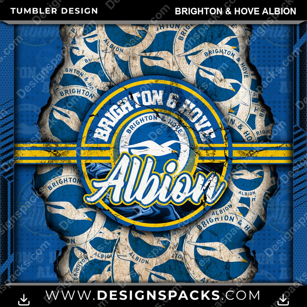 Soccer UK Ripped Brighton & Hove Albion MLS Soccer Tumbler Digital Wrap Design Download