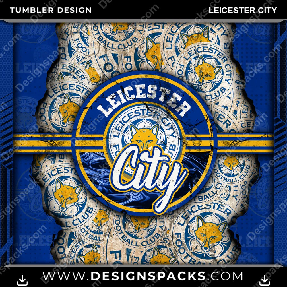 Soccer UK Ripped Leicester City MLS Soccer Tumbler Digital Wrap Design Download