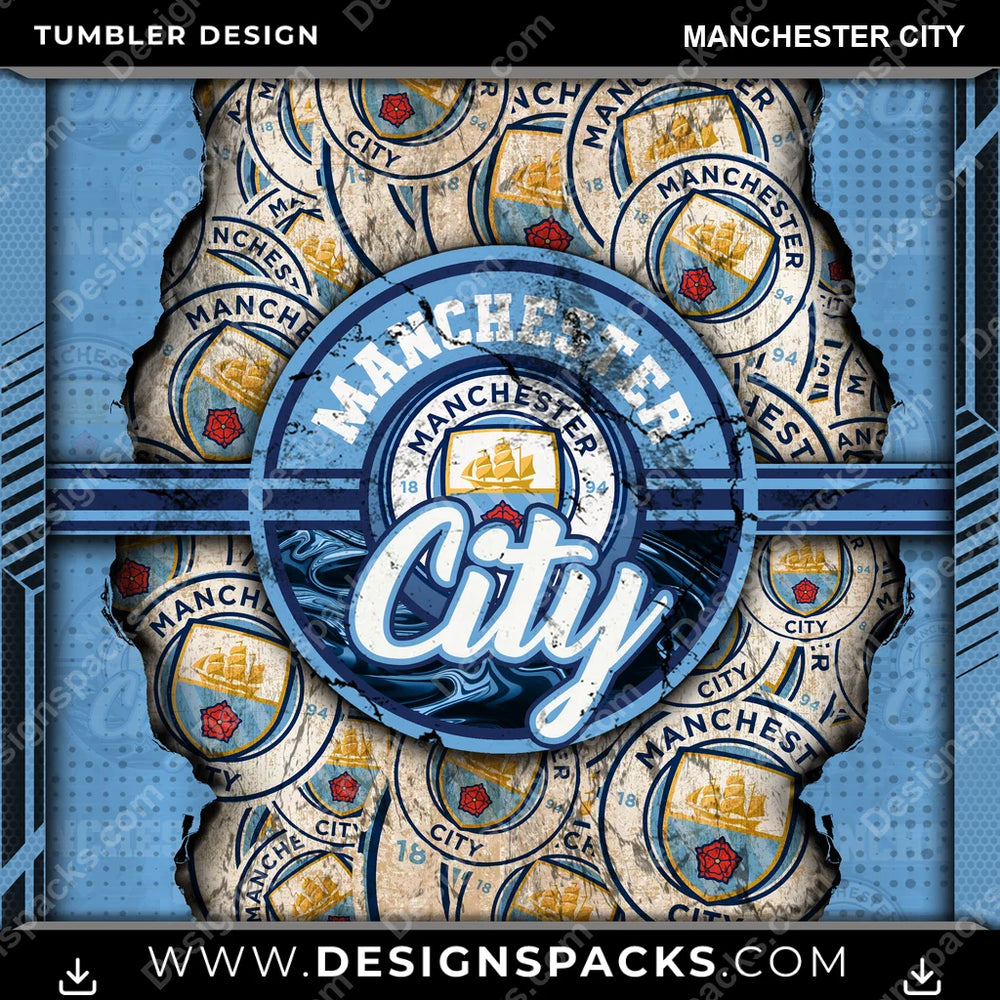 Soccer UK Ripped Manchester City MLS Soccer Tumbler Digital Wrap Design Download