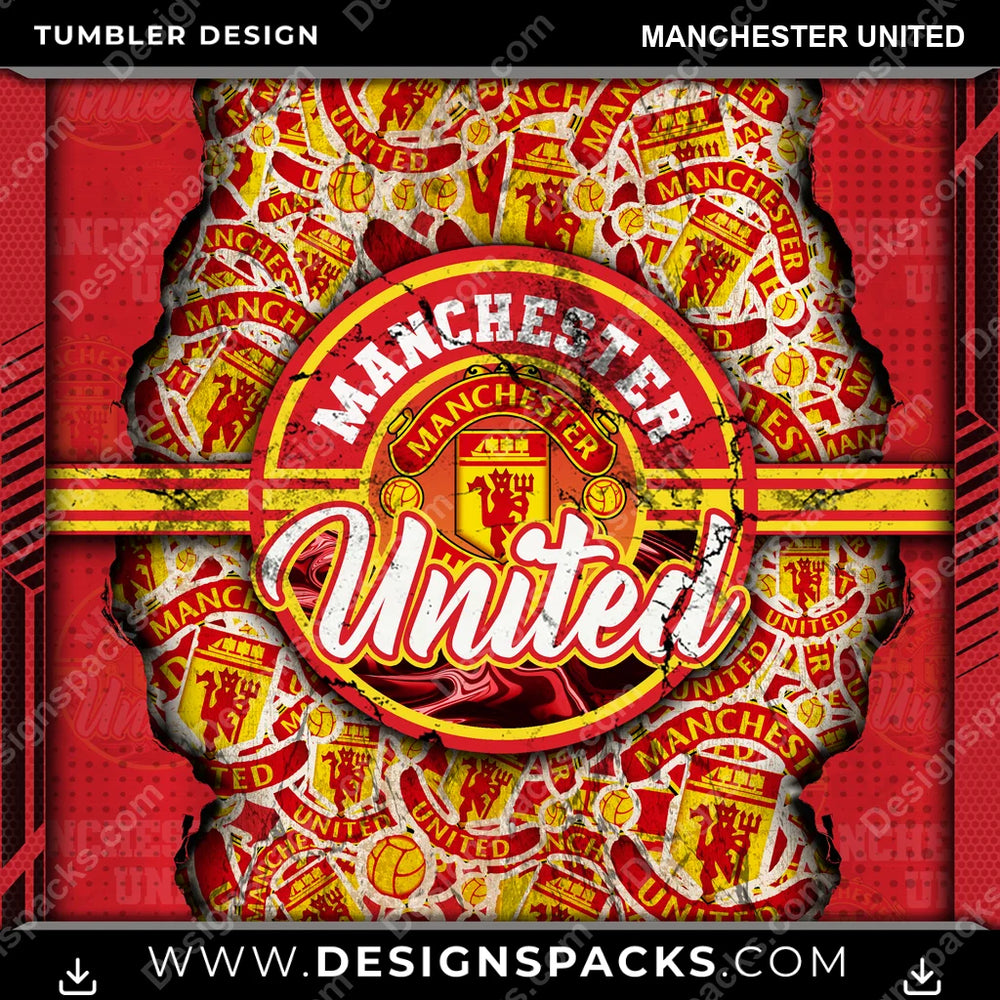 Soccer UK Ripped Manchester United MLS Soccer Tumbler Digital Wrap Design Download