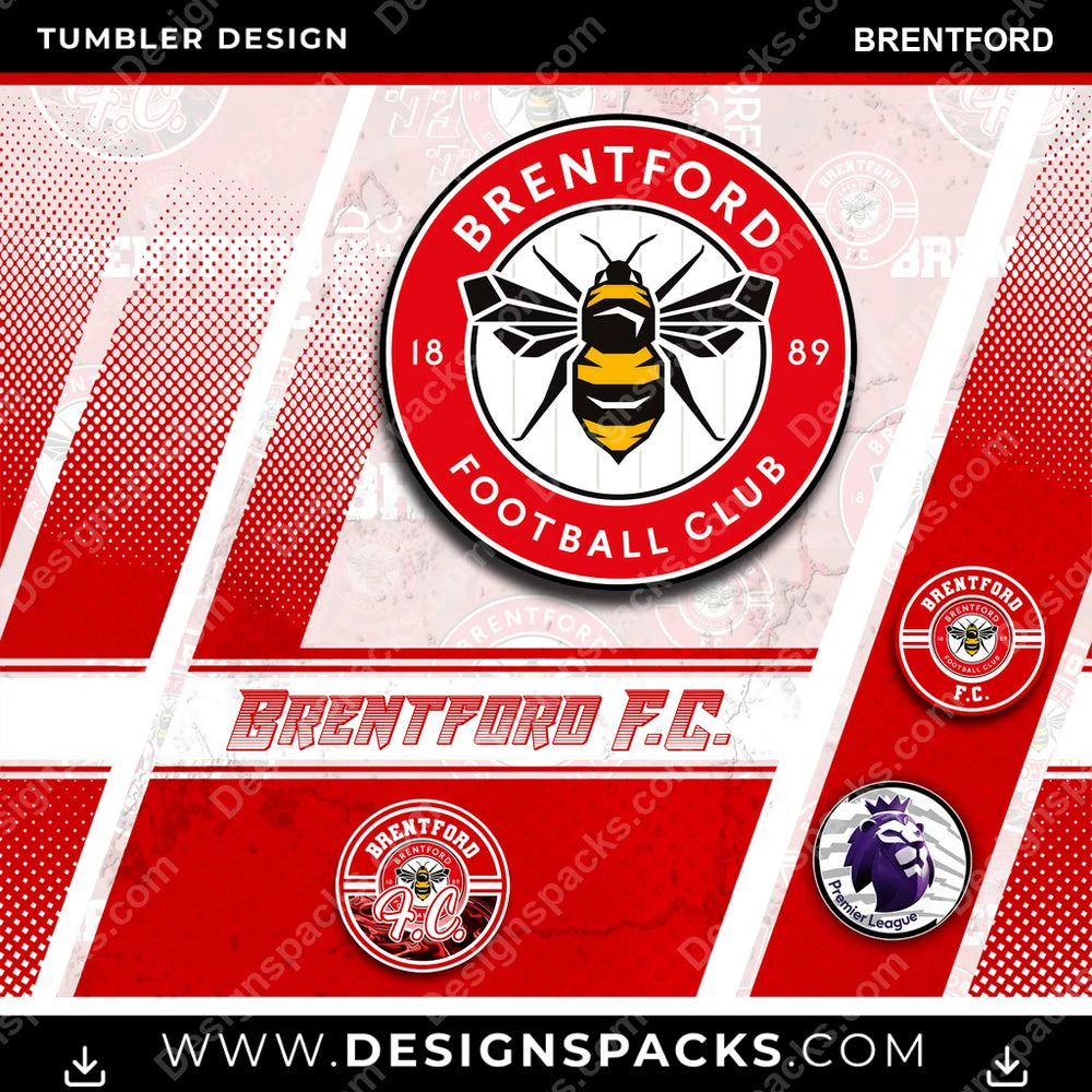 Soccer UK Sports Brentford MLS Soccer Tumbler Digital Wrap Design Download