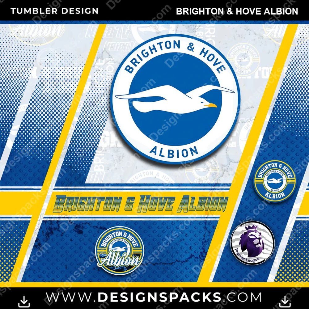 Soccer UK Sports Brighton & Hove Albion MLS Soccer Tumbler Digital Wrap Design Download