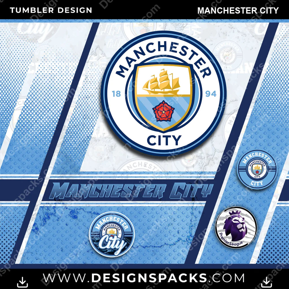Soccer UK Sports Manchester City MLS Soccer Tumbler Digital Wrap Design Download