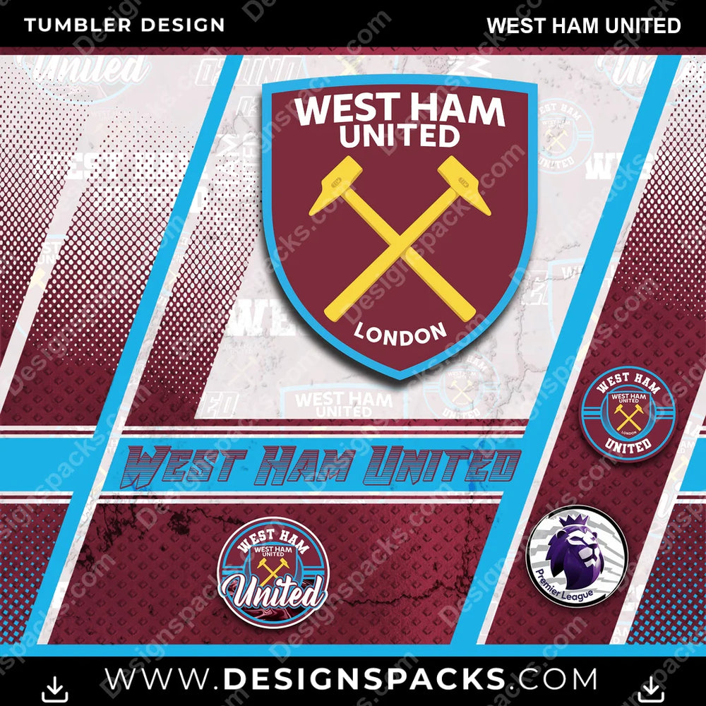 Soccer UK Sports West Ham United MLS Soccer Tumbler Digital Wrap Design Download