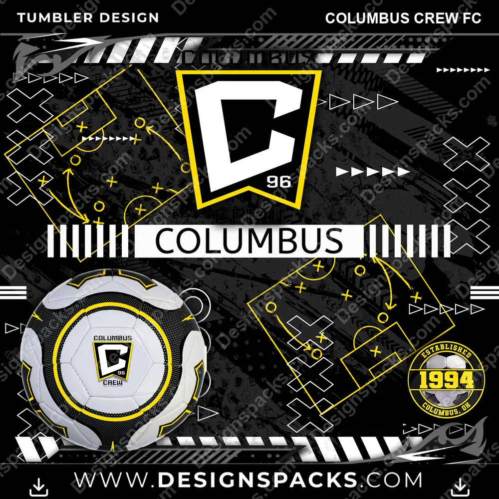 Soccer Xs & Os Columbus Crew FC MLS Soccer Tumbler Digital Wrap Design Download