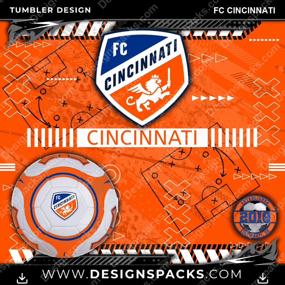 Soccer Xs & Os FC Cincinnati MLS Soccer Tumbler Digital Wrap Design Download