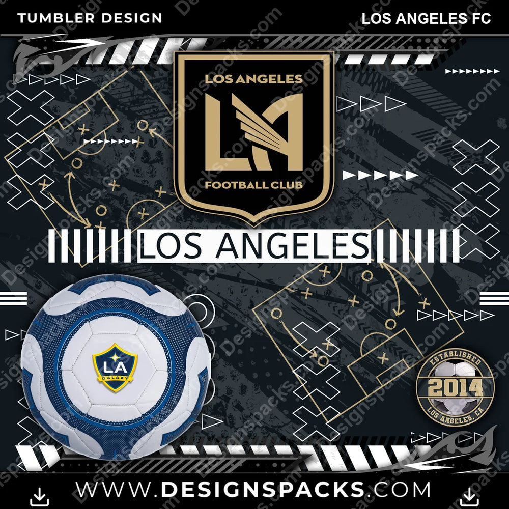 Soccer Xs & Os Los Angeles FC MLS Soccer Tumbler Digital Wrap Design Download