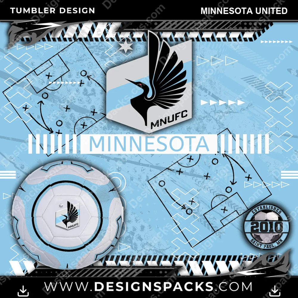 Soccer Xs & Os Minnesota United MLS Soccer Tumbler Digital Wrap Design Download