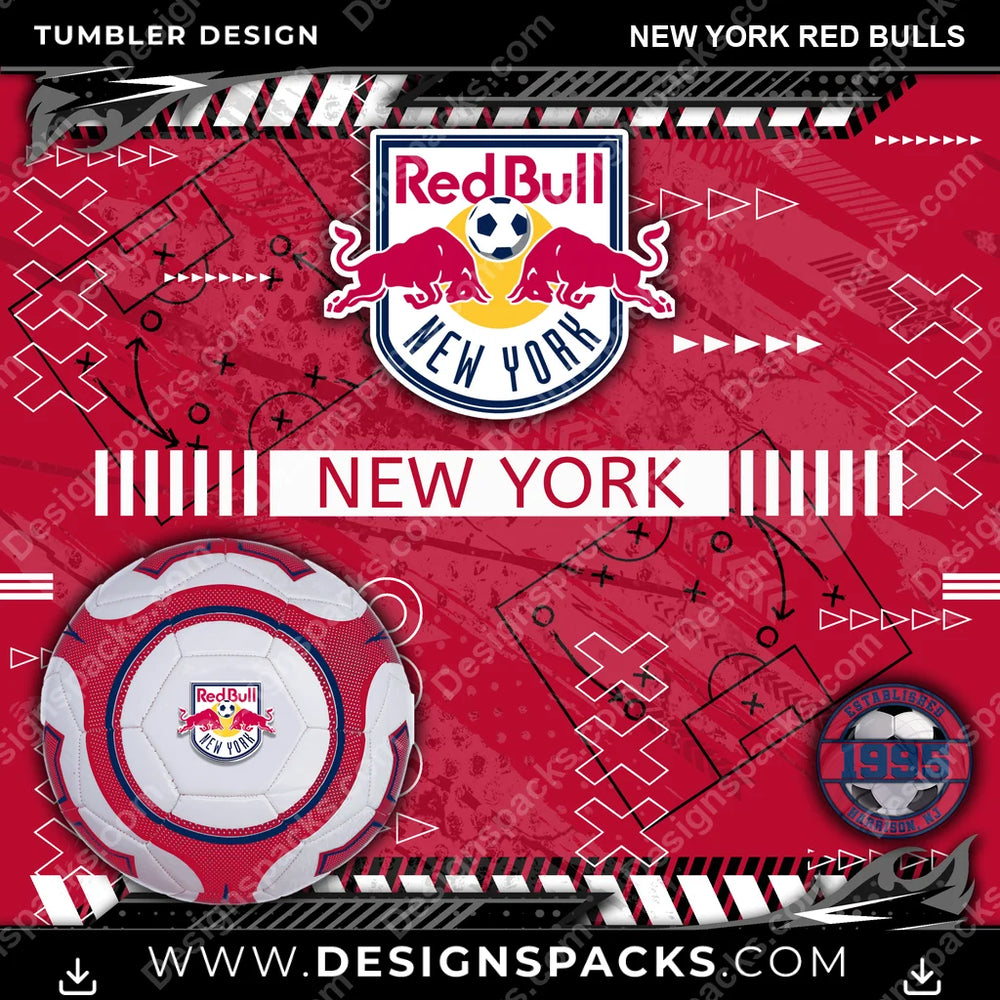 Soccer Xs & Os New York Red Bulls MLS Soccer Tumbler Digital Wrap Design Download
