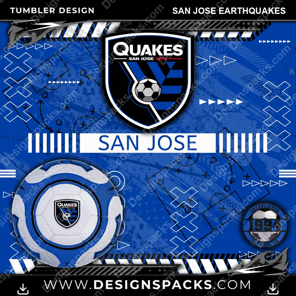 Soccer Xs & Os San Jose Earthquakes MLS Soccer Tumbler Digital Wrap Design Download