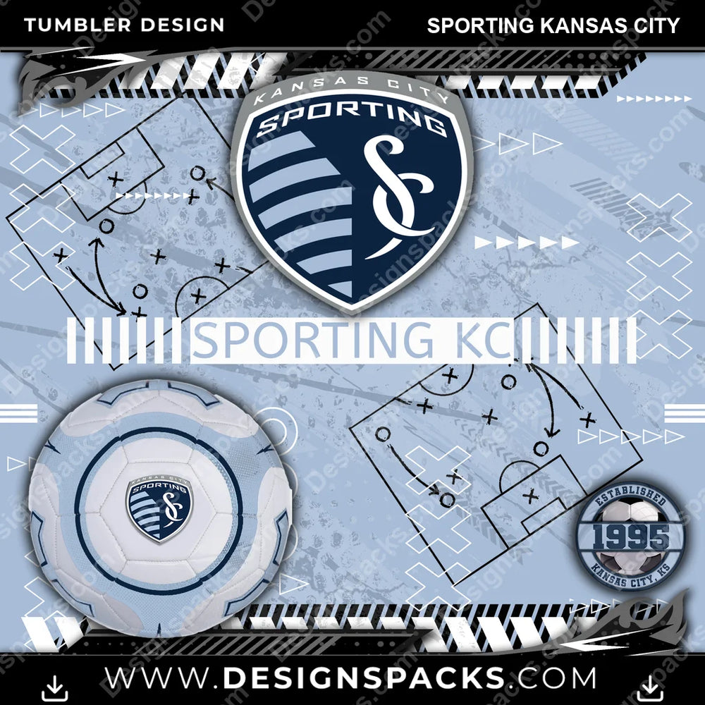 Soccer Xs & Os Sporting Kansas City MLS Soccer Tumbler Digital Wrap Design Download