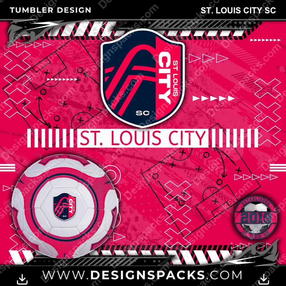 Soccer Xs & Os St. Louis City SC MLS Soccer Tumbler Digital Wrap Design Download