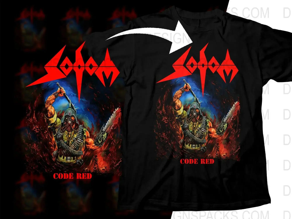 Sodom Code Red Rock Design White Png Halftone Digital Download