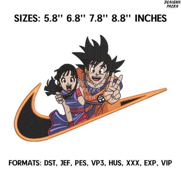 Son Goku and Chichi Embroidery Design File, Dragon Ball Anime Embroidery Design, Anime Pes Design, Machine embroidery