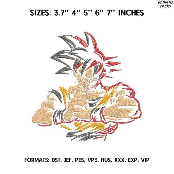 Son Goku Embroidery Design File, Dragon Ball Anime Embroidery Design, Anime Pes Design Brother, Machine embroidery file