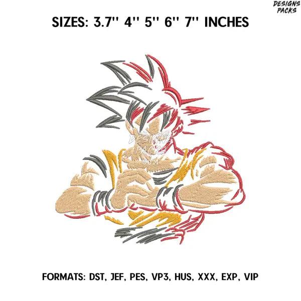 Son Goku Embroidery Design File, Dragon Ball Anime Embroidery Design, Anime Pes Design Brother, Machine embroidery file