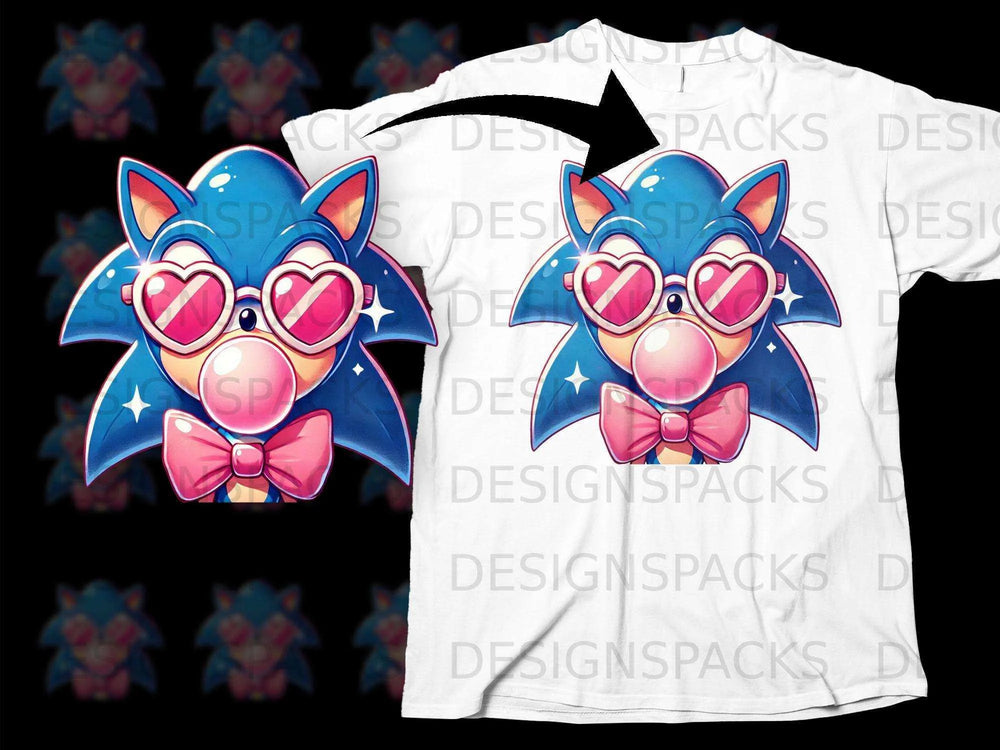 Cute Cartoon Character with Heart Sunglasses T-Shirt