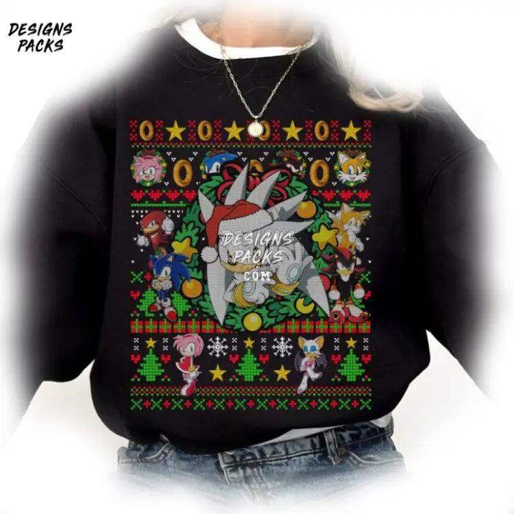 Sonic The Hedgehog Christmas Gamer Xmas Silver Ugly Png Design