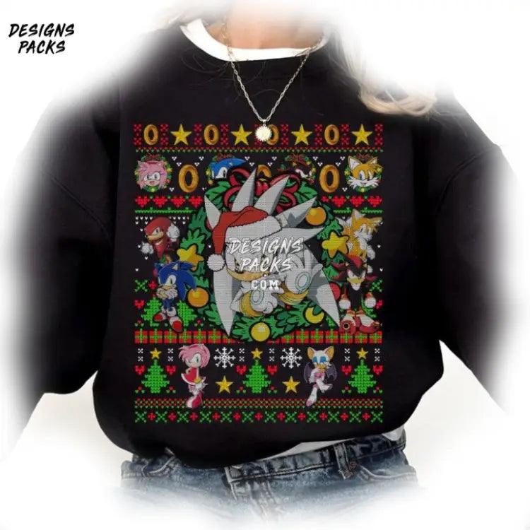Sonic The Hedgehog Christmas Gamer Xmas Silver Ugly Png Design
