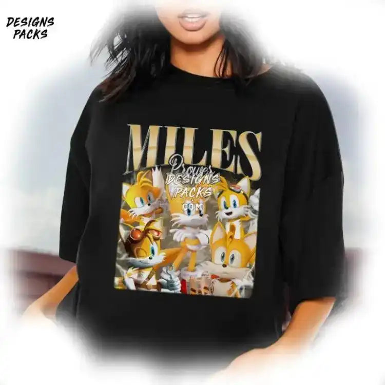 Sonic The Hedgehog Homage Tv Tails Miles Prower Vintage Graphic Png Design