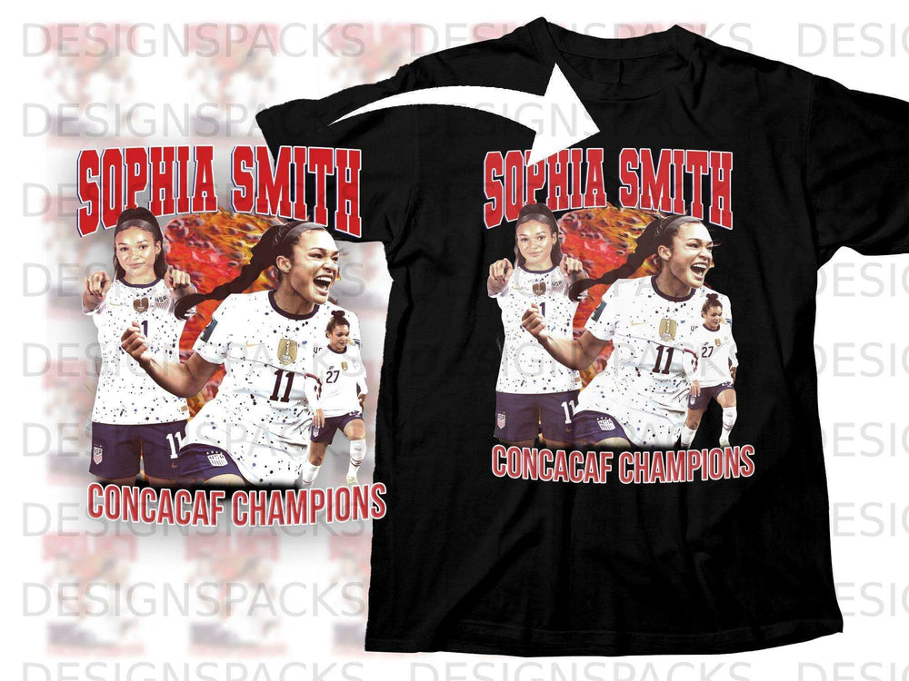 Sophia Smith CONCACAF Champions t-shirt with USA soccer player.