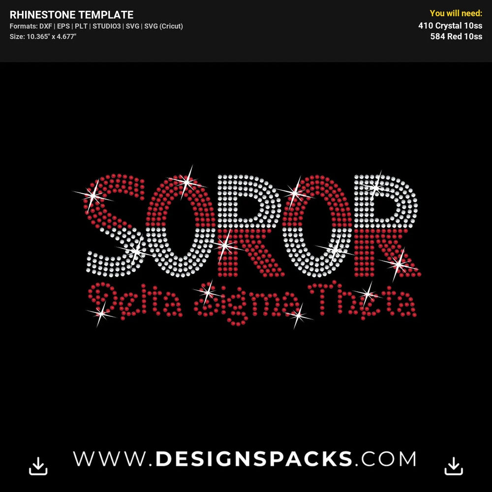 Soror Delta Sigma Theta Greek Rhinestone Digital Template