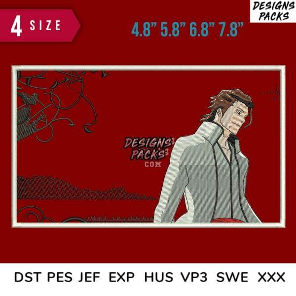 Anime character embroidery design in multiple sizes, print-ready formats for DTG and DTF
