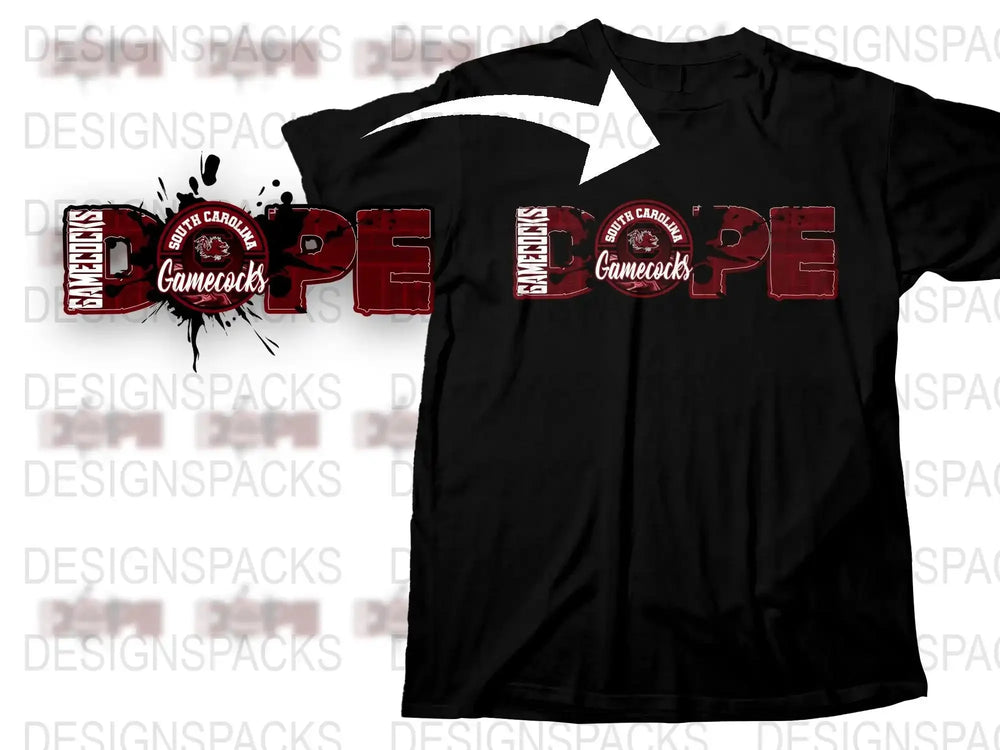 Gamecocks T-Shirt, Red and Black Splatter Design, Sports Fan Apparel, Unisex Cotton Tee