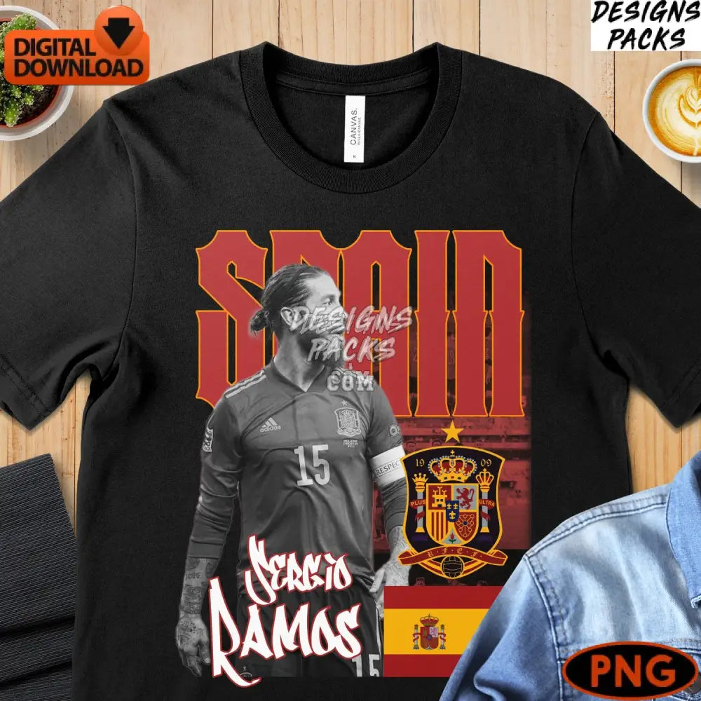Spain Soccer Digital Art Sergio Ramos Sports Fan Instant Download