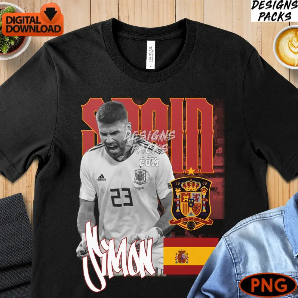 Spain Soccer Team Digital Art Goalkeeper Hero Instant Download Png
