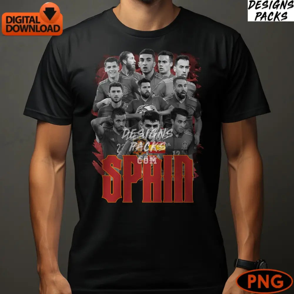 Spain Soccer Team Digital Art Instant Download Png Spanish Football Players Graphic