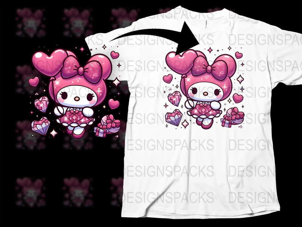 Sparkle Heart My Melody Valentine Gifts Png Digital Download