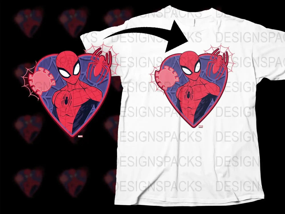 Spider-Man Heart Design Valentine's Day Png Digital Download