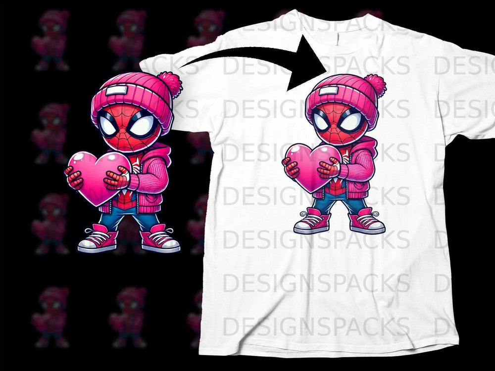 Cute Superhero with Heart Graphic T-shirt