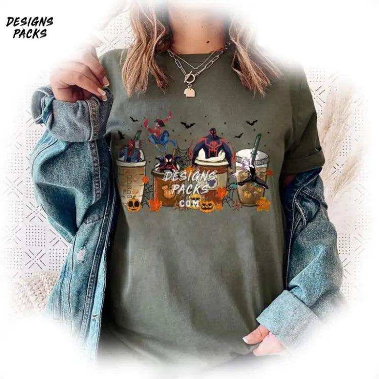 Spider - Punk Spooky Pumpkin Latte Spice Retro Spider - Man Coffee Cup Halloween Png Design