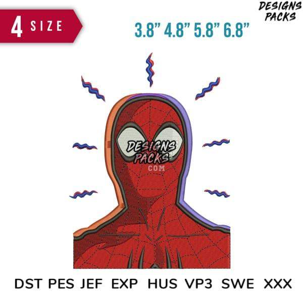 Spider-Man embroidery design in 4 sizes, compatible with DST PES JEF formats for instant download