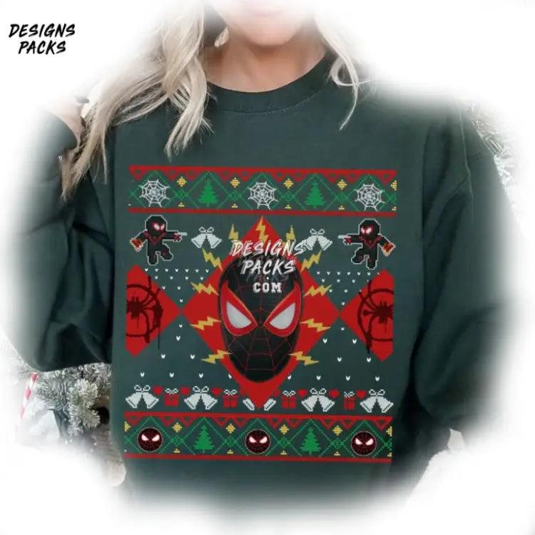 Spiderman Across The Spider - Verse Christmas Party Miles Morales Ugly Png Design