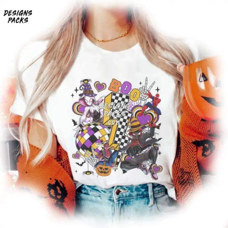 Spiderman Halloween Spooky Vibes Multiverse Checkered Png Design