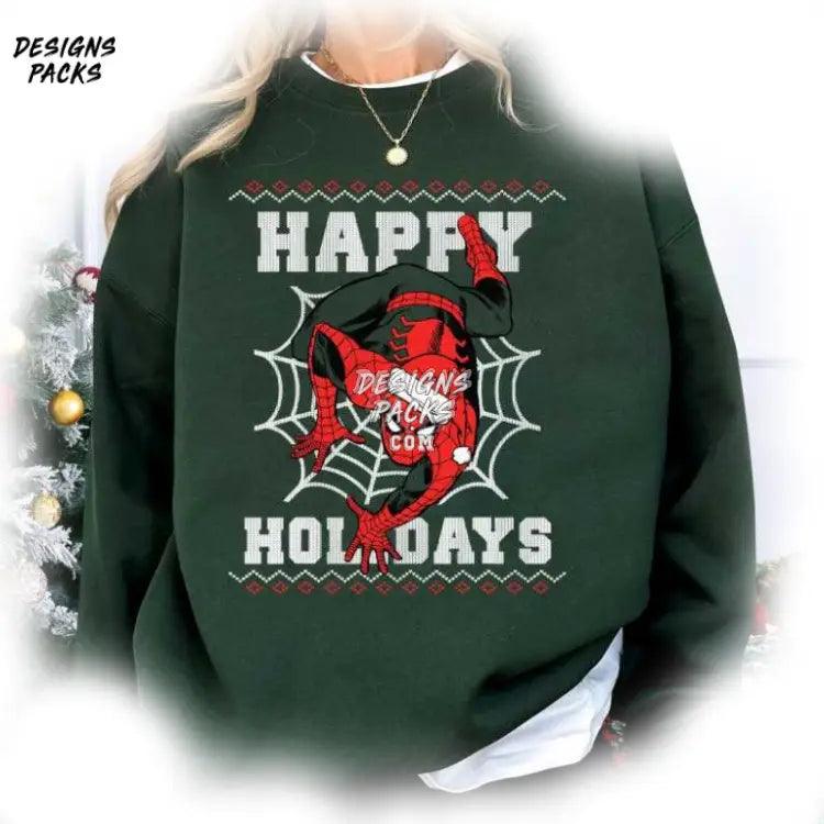 Spiderman Happy Holidays Ugly Christmas Avengers Superhero Xmas. Png Design