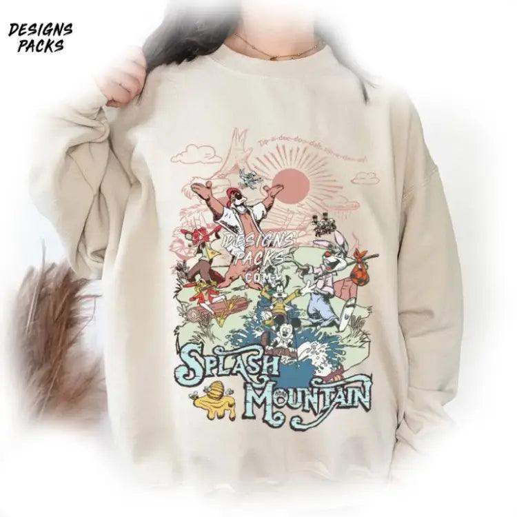 Splash Mountain Wdw Family Vacation Vintage Cartoon Characters Png Design