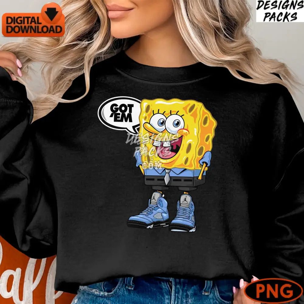 Spongebob Squarepants Digital Art Cartoon Character Png Instant Download Ing