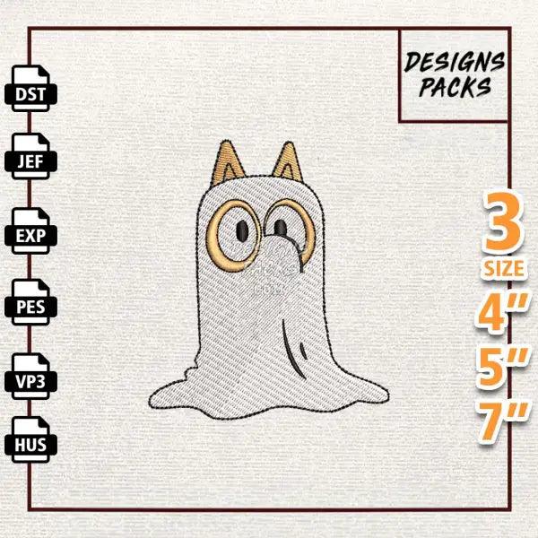 Spooky Bluey Dog Ghost Halloween Embroidery Design